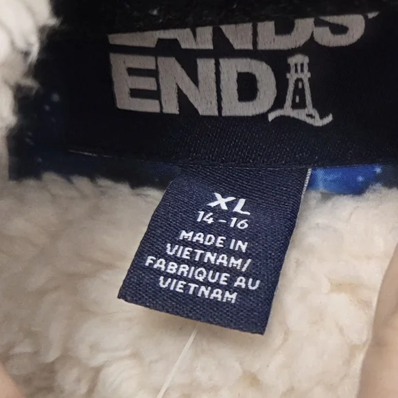 Lands End Kids Galaxy Down Filled Blue Winter Ski Jacket & Gloves Parka Size XL - Picture 8 of 9